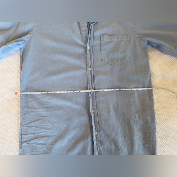 Frank & Eileen Glacier Blue Cotton Tattered Wash Maxi Shirtdress - Large - Picture 5 of 10